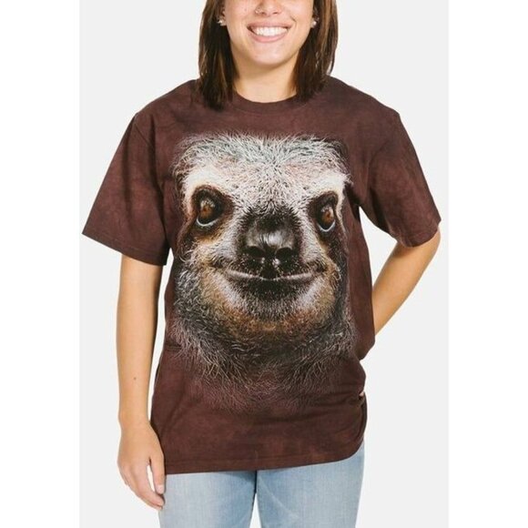 Sloth Face Graphic T-Shirt, real look Short Sleeve Size L - Picture 1 of 1